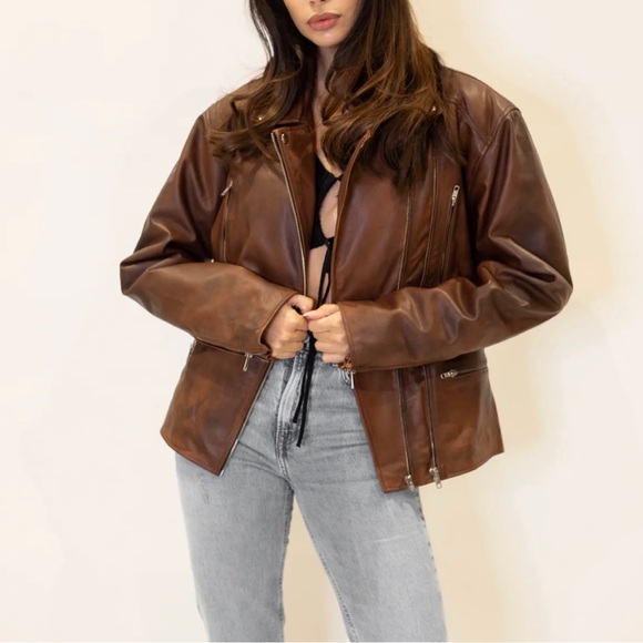 In My Element - Real Leather Jacket, *WORN ONLY ONCE* in great condition - Picture 1 of 4